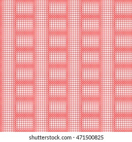 Seamless pattern with symmetric geometric ornament. Repeated red squares and rhombuses on white background. Creative wallpaper. Vector illustration