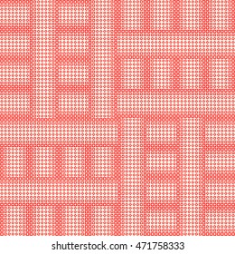 Seamless pattern with symmetric geometric ornament. Repeated red squares and rhombuses on white background. Creative wallpaper. Vector illustration
	