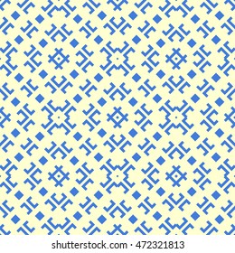 Seamless pattern with symmetric geometric ornament. Ethnic and tribal motifs. Different  figures background. Ornamental wallpaper. Vector illustration