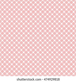 Seamless pattern with symmetric geometric ornament. Red grill on white background. Ethnic and tribal motifs. Ornamental wallpaper. Vector abstract illustration