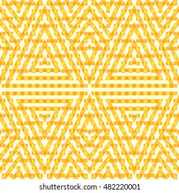 Seamless pattern with symmetric geometric ornament. Color abstract background. Mixed overlapping stripes and squares motif. Vector illustration 