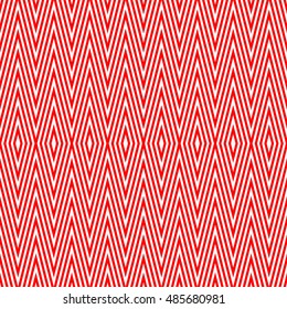 Seamless pattern with symmetric geometric ornament.  Bright red zigzag abstract on white background. Repeated chevrons wallpaper. Ethnic vector illustration