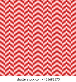 Seamless pattern with symmetric geometric ornament.  Bright red zigzag abstract on white background. Repeated chevrons wallpaper. Ethnic vector illustration
