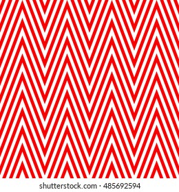 Seamless pattern with symmetric geometric ornament.  Bright red zigzag abstract on white background. Repeated chevrons wallpaper. Ethnic vector illustration