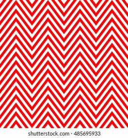 Seamless pattern with symmetric geometric ornament.  Bright red zigzag abstract on white background. Repeated chevrons wallpaper. Ethnic vector illustration
