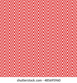 Seamless pattern with symmetric geometric ornament.  Bright red zigzag abstract on white background. Repeated chevrons wallpaper. Ethnic vector illustration