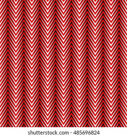 Seamless pattern with symmetric geometric ornament.  Bright red zigzag abstract on color background. Repeated chevrons wallpaper. Ethnic vector illustration