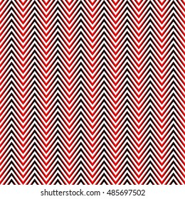 Seamless pattern with symmetric geometric ornament.  Color zigzag abstract on white background. Repeated chevrons wallpaper. Ethnic vector illustration