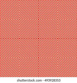 Seamless pattern with symmetric geometric ornament. Red color counter embattled lines on yellow background. Heraldry motif. Abstract wallpaper. Vector illustration