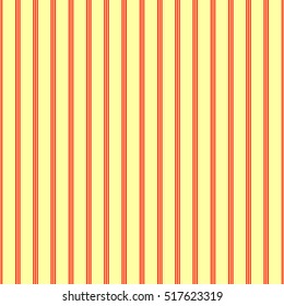 Seamless pattern with symmetric geometric ornament. Red vertical stripes abstract on yellow background. Lines wallpaper. Digital paper for scrapbook, textile print, page fill. Vector art illustration