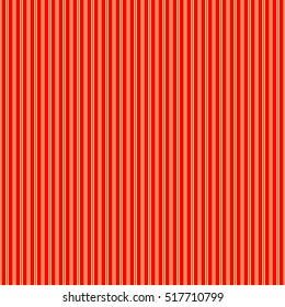 Seamless pattern with symmetric geometric ornament. Red vertical stripes abstract on yellow background. Lines wallpaper. Digital paper for scrapbook, textile print, page fill. Vector art illustration