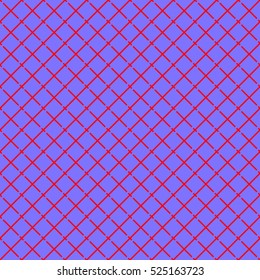 Seamless pattern with symmetric geometric ornament. Red diagonal dashed lines on violet background. Striped abstract wallpaper. Stripes motif. Digital paper for textile print. Vector art illustration