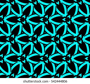 Seamless pattern with symmetric geometric ornament. Ornamental mosaic texture. Abstract background. Vector illustration.
