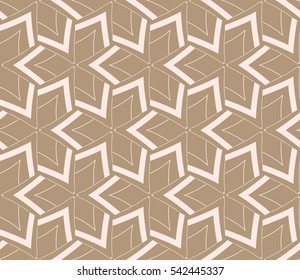 Seamless pattern with symmetric geometric ornament. Ornamental mosaic texture. Abstract background. Vector illustration.