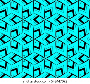 Seamless pattern with symmetric geometric ornament. Ornamental mosaic texture. Abstract background. Vector illustration.
