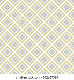 Padrão contínuo com ornamento geométrico simétrico, azul étnico e fundo abstrato amarelo