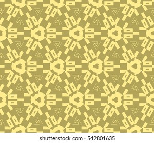 Seamless pattern with symmetric geometric ornament. Ornamental mosaic texture. Abstract background. Vector illustration.