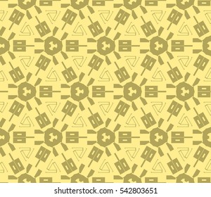 Seamless pattern with symmetric geometric ornament. Ornamental mosaic texture. Abstract background. Vector illustration.