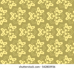 Seamless pattern with symmetric geometric ornament. Ornamental mosaic texture. Abstract background. Vector illustration.
