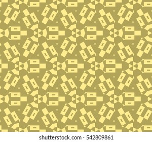 Seamless pattern with symmetric geometric ornament. Ornamental mosaic texture. Abstract background. Vector illustration.