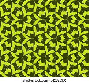 Seamless pattern with symmetric geometric ornament. Ornamental mosaic texture. Abstract background. Vector illustration.
