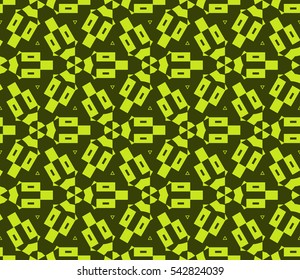 Seamless pattern with symmetric geometric ornament. Ornamental mosaic texture. Abstract background. Vector illustration.
