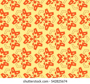 Seamless pattern with symmetric geometric ornament. Ornamental mosaic texture. Abstract background. Vector illustration.
