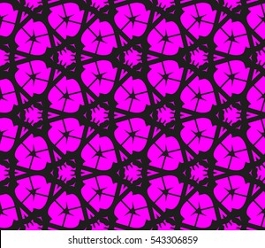 Seamless pattern with symmetric geometric ornament. Ornamental mosaic texture. Abstract background. Vector illustration.