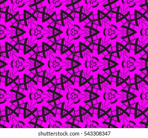 Seamless pattern with symmetric geometric ornament. Ornamental mosaic texture. Abstract background. Vector illustration.