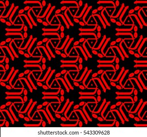 Seamless pattern with symmetric geometric ornament. Ornamental mosaic texture. Abstract background. Vector illustration.