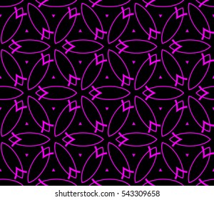 Seamless pattern with symmetric geometric ornament. Ornamental mosaic texture. Abstract background. Vector illustration.