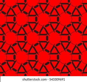 Seamless pattern with symmetric geometric ornament. Ornamental mosaic texture. Abstract background. Vector illustration.