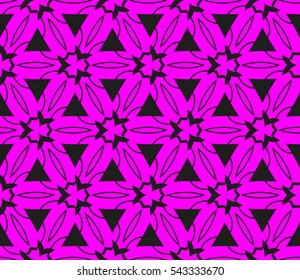 Seamless pattern with symmetric geometric ornament. Ornamental mosaic texture. Abstract background. Vector illustration.