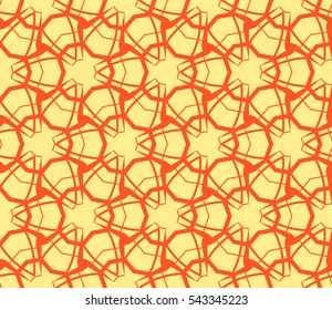 Seamless pattern with symmetric geometric ornament. Ornamental mosaic texture. Abstract background. Vector illustration.