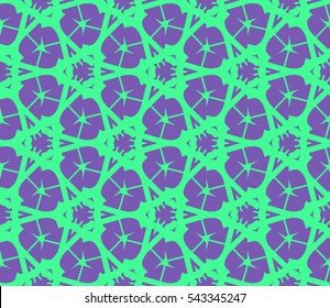 Seamless pattern with symmetric geometric ornament. Ornamental mosaic texture. Abstract background. Vector illustration.