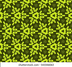 Seamless pattern with symmetric geometric ornament. Ornamental mosaic texture. Abstract background. Vector illustration.