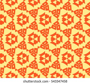 Seamless pattern with symmetric geometric ornament. Ornamental mosaic texture. Abstract background. Vector illustration.