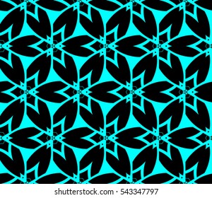 Seamless pattern with symmetric geometric ornament. Ornamental mosaic texture. Abstract background. Vector illustration.