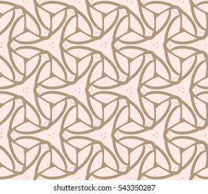 Seamless pattern with symmetric geometric ornament. Ornamental mosaic texture. Abstract background. Vector illustration.