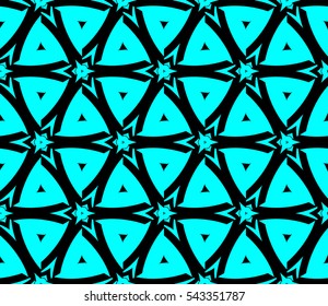 Seamless pattern with symmetric geometric ornament. Ornamental mosaic texture. Abstract background. Vector illustration.