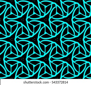 Seamless pattern with symmetric geometric ornament. Ornamental mosaic texture. Abstract background. Vector illustration.