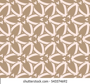Seamless pattern with symmetric geometric ornament. Ornamental mosaic texture. Abstract background. Vector illustration.