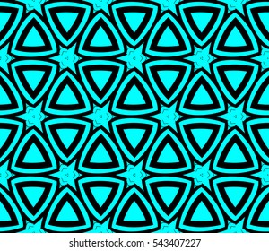 Seamless pattern with symmetric geometric ornament. Ornamental mosaic texture. Abstract background. Vector illustration.
