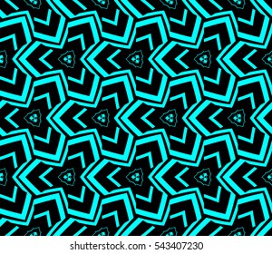 Seamless pattern with symmetric geometric ornament. Ornamental mosaic texture. Abstract background. Vector illustration.
