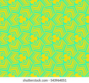 Seamless pattern with symmetric geometric ornament. Ornamental mosaic texture. Abstract background. Vector illustration.