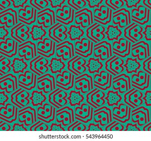 Seamless pattern with symmetric geometric ornament. Ornamental mosaic texture. Abstract background. Vector illustration.