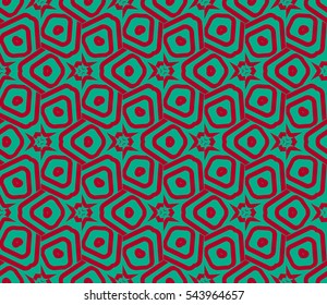 Seamless pattern with symmetric geometric ornament. Ornamental mosaic texture. Abstract background. Vector illustration.