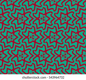 Seamless pattern with symmetric geometric ornament. Ornamental mosaic texture. Abstract background. Vector illustration.