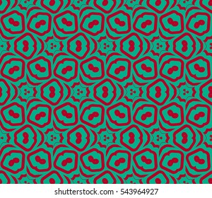 Seamless pattern with symmetric geometric ornament. Ornamental mosaic texture. Abstract background. Vector illustration.