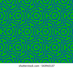 Seamless pattern with symmetric geometric ornament. Ornamental mosaic texture. Abstract background. Vector illustration.